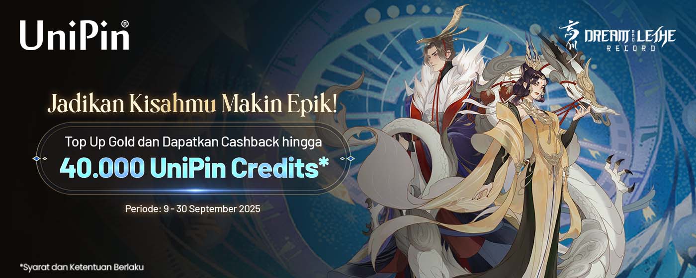 Dapatkan Cashback hingga 40.000 UniPin Credits Dream and the Lethe Record dengan Top Up di UniPin!